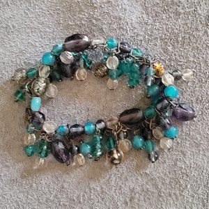Bracelet Beaded Blue Purple Clear Pink Fashion Costume Jewelry Unique Pretty